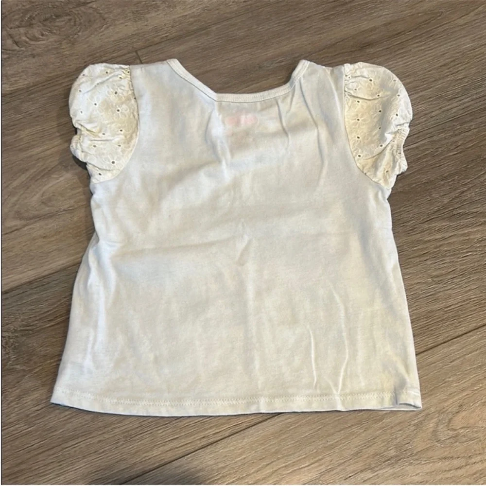 Disney Minnie Mouse Cream‎ T-Shirt With Sunflower Design Size 4T